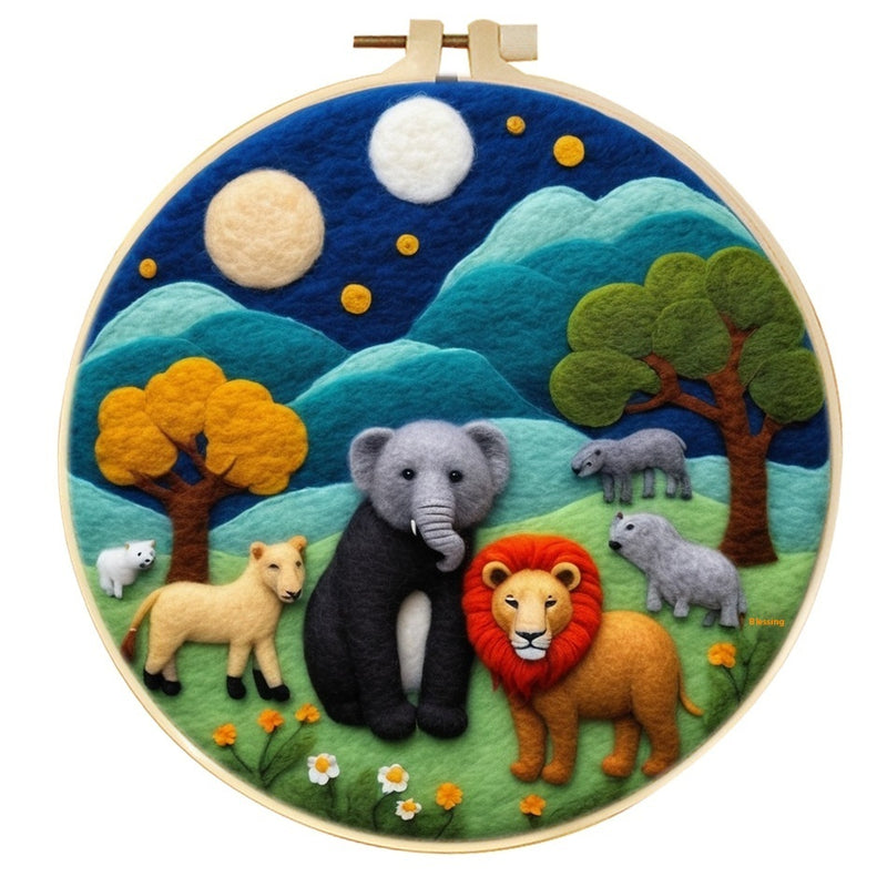 Wool Felt Painting With Embroidery Frame Needle