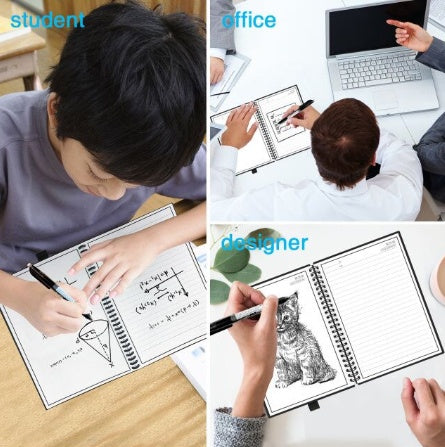 Rewritable paper notebook