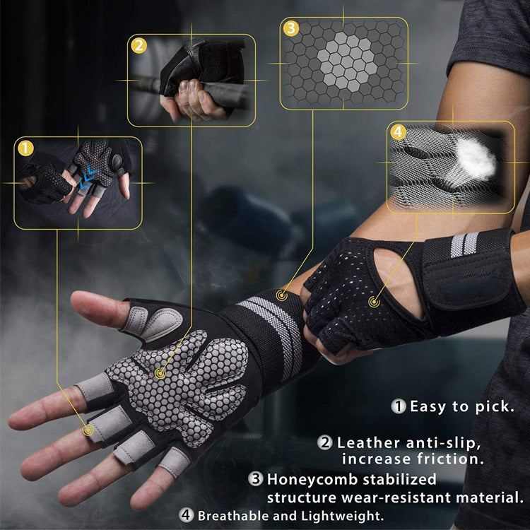 Men's And Women's Sports Fitness Gloves Men's And Women's Half-finger