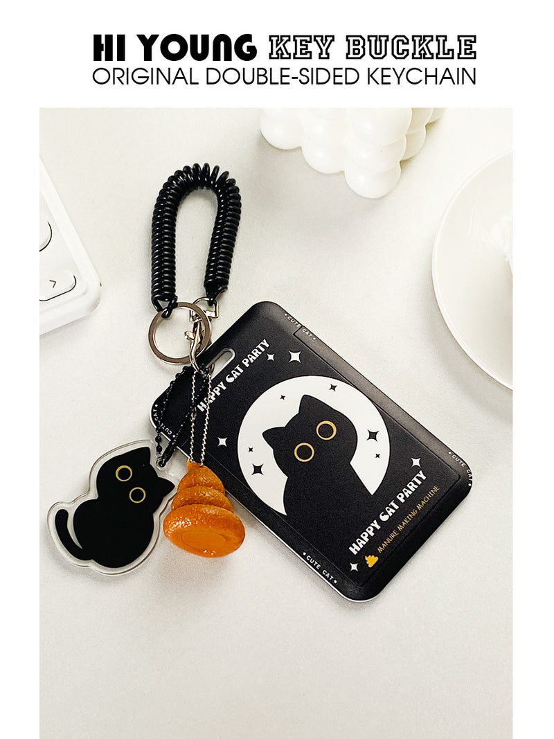 Original Cute Little Black Cat Portable Card Holder