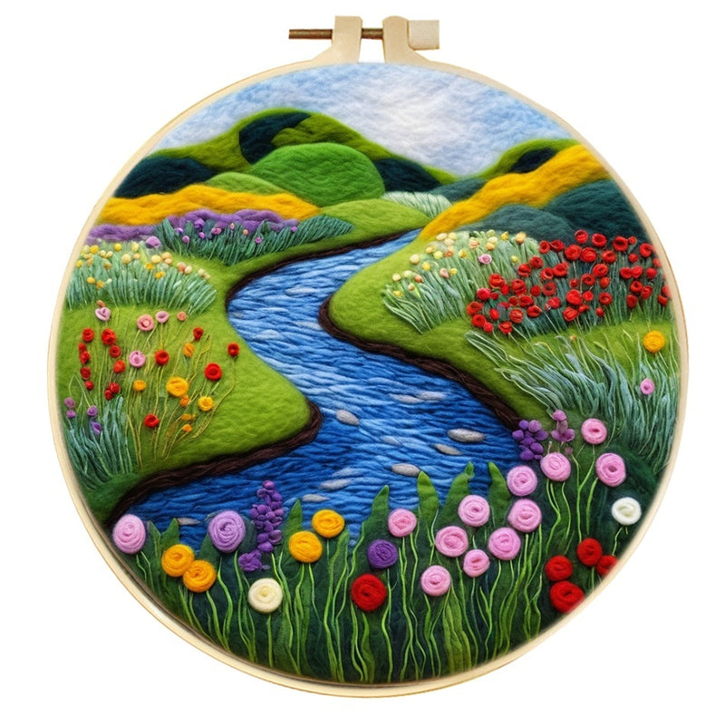 Wool Felt Painting With Embroidery Frame Needle