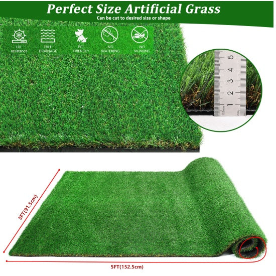 Thick Realistic Fake Grass Roll Decor Patio Balcony Garden Lawn