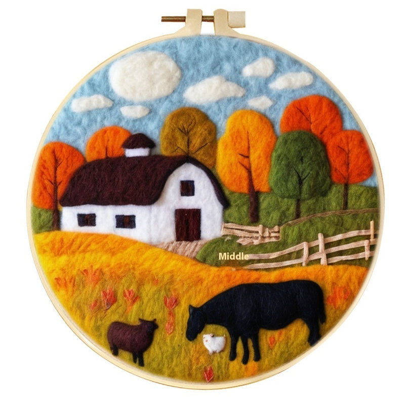 Wool Felt Painting With Embroidery Frame Needle