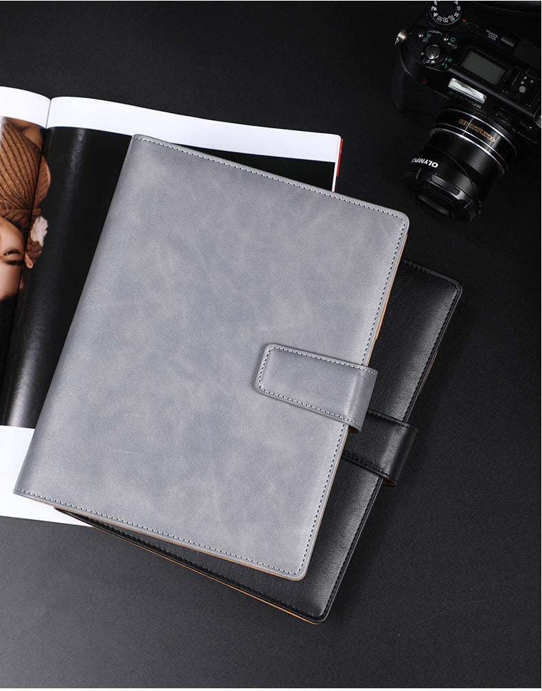 A5 leather buckle 6-hole clip notebook