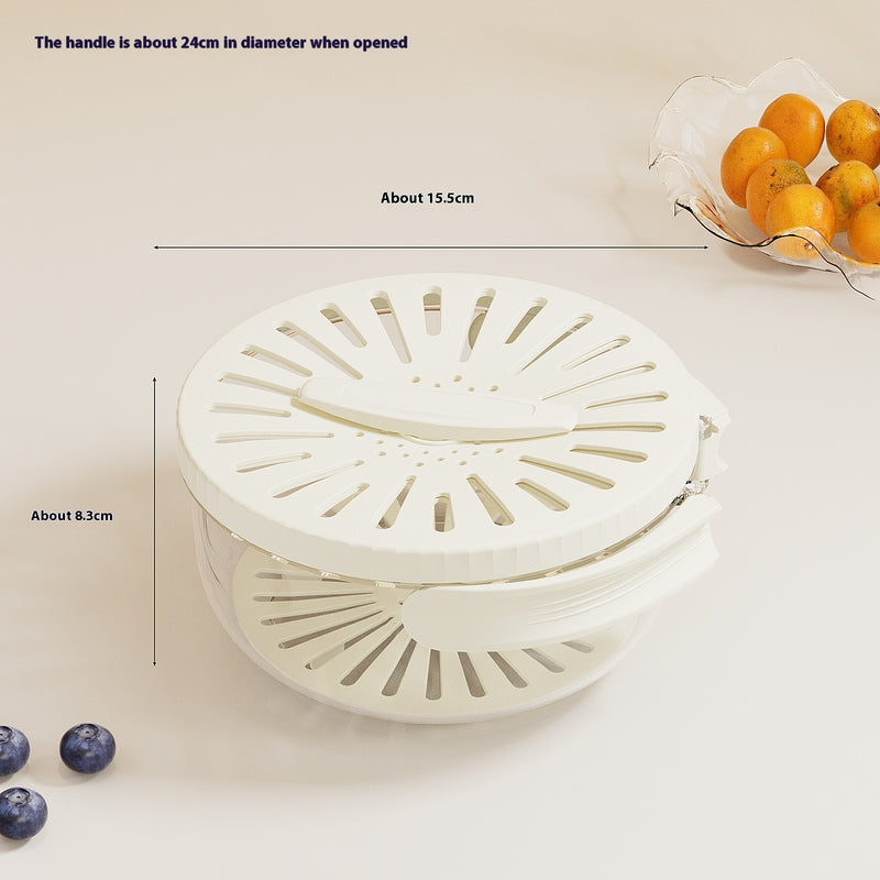 Fruit Drain Basket With Lid Vegetable Washing Bowl Foldable