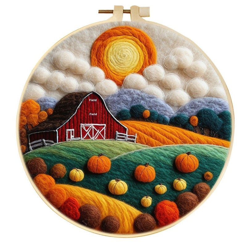 Wool Felt Painting With Embroidery Frame Needle