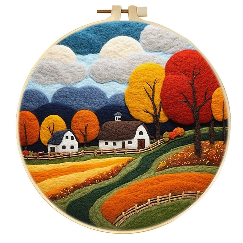 Wool Felt Painting With Embroidery Frame Needle