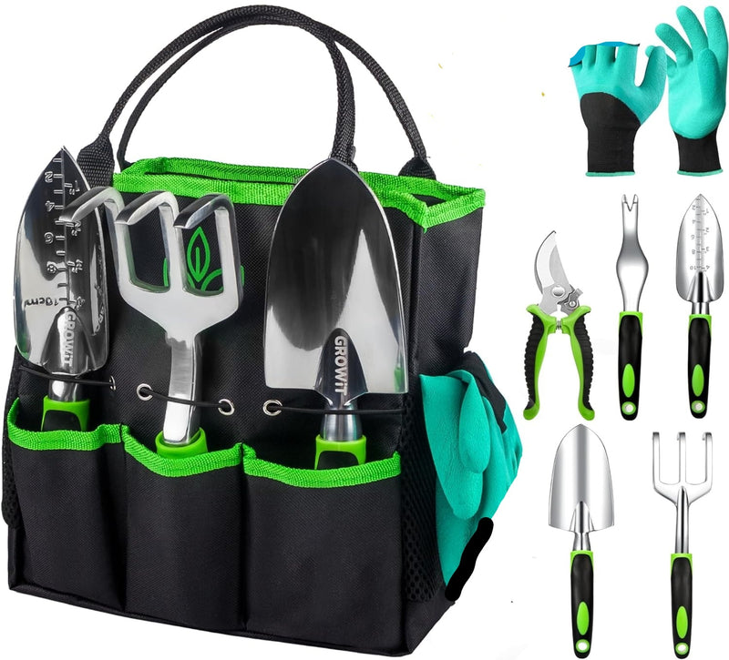 Heavy Duty Garden Tools 9Pieces Set - Rust Proof, Ergonomic Gardening