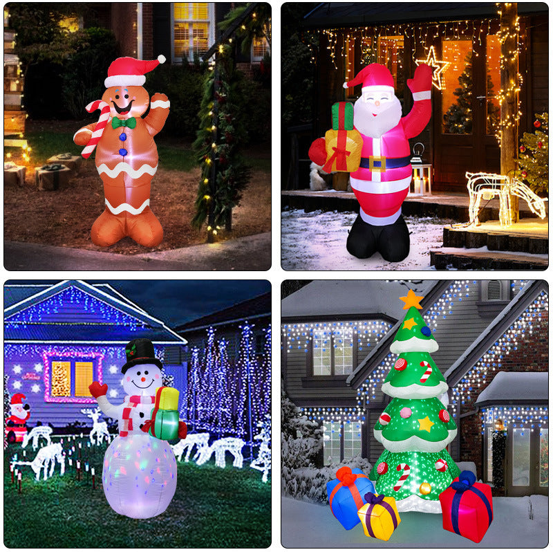 Christmas LED Lights Glowing Santa Tree Snowman Inflatable