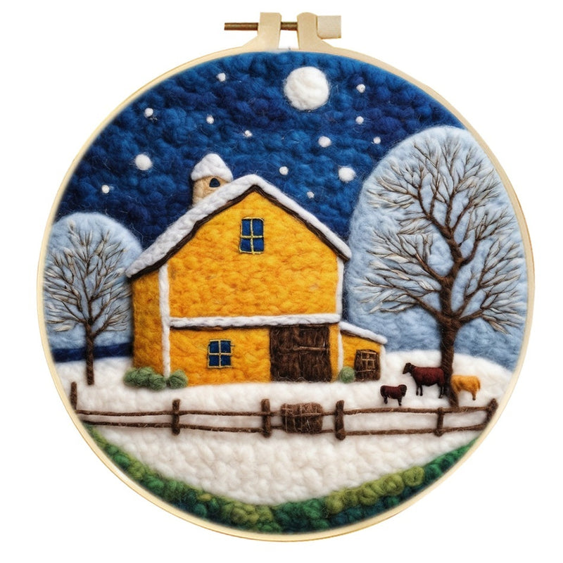 Wool Felt Painting With Embroidery Frame Needle