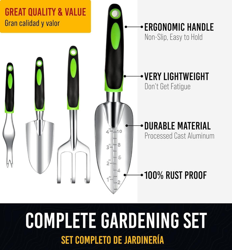 Heavy Duty Garden Tools 9Pieces Set - Rust Proof, Ergonomic Gardening