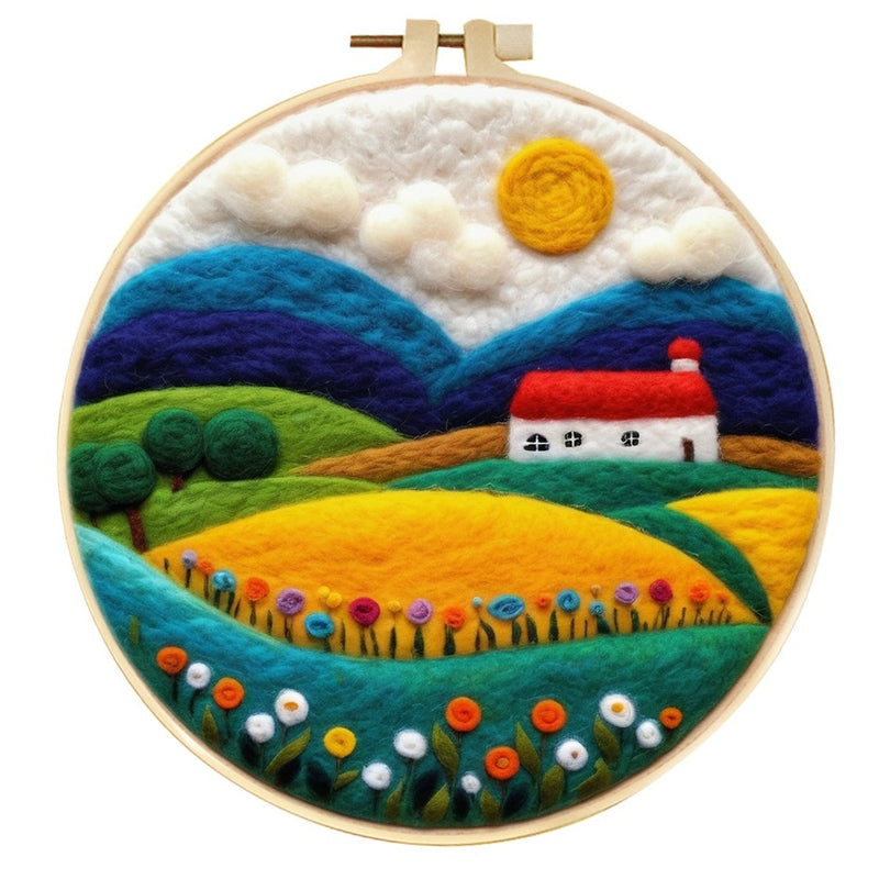 Wool Felt Painting With Embroidery Frame Needle